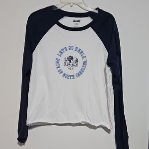 American Eagle Tailgate Women's Navy and White UNC Tarheels Raglan Sleeve Top L